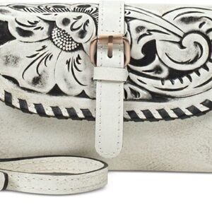 Patricia Nash White Floral-Tooled Leather Crossbody Bag